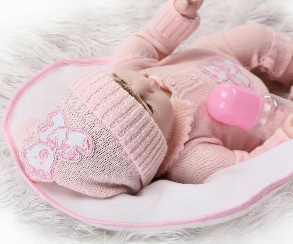 20 "Reborn Baby Dolls виниловая силиконовая Одежда для новорожденных девочек ручной работы Одежда для куклы Розовая Американская Девочка Кукла