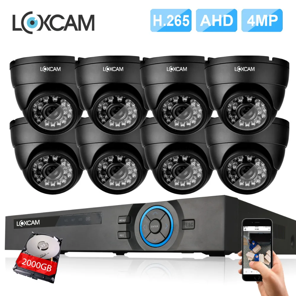 H.265 8CH AHD 4MP DVR комплект 8ch система видеонаблюдения 8 шт. IP66 in/наружная безопасности
