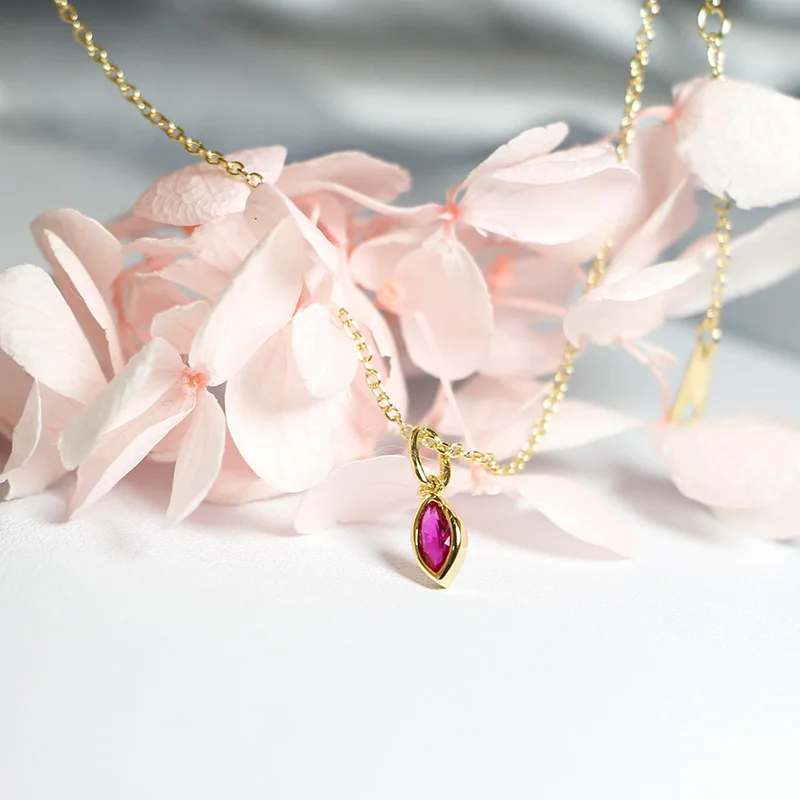 

Pink zircon clavicle necklace s925 sterling silver necklace for women