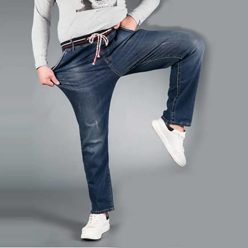 Тонкие мужские джинсы-карандаш размера плюс, осень, качественные джинсовые штаны, более размера, Стрейчевые L-6XL# DS9841