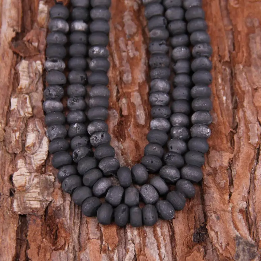 8inches strand Rough Gun Black Drusy Achate Abacus Shape Beads Mystic Titanium Natural Druzy Geode Rondelle Loose Pendants | Украшения и