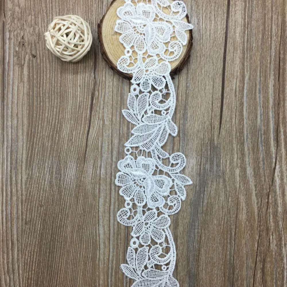 15yards 5.3CM Polyester Sewing Craft Crochet Leaf Shape Net Lace Trim Clothes Embroidered Applique Decorative Ribbon HB012
