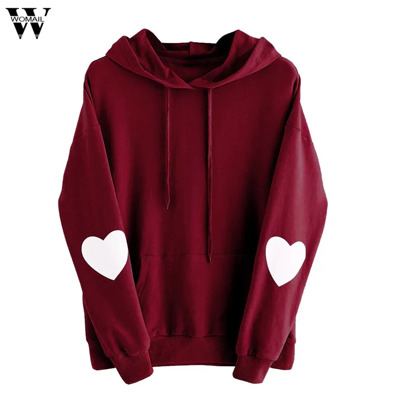 Womail Womens Long Sleeve Heart Hoodies Sweatshirt Jumper