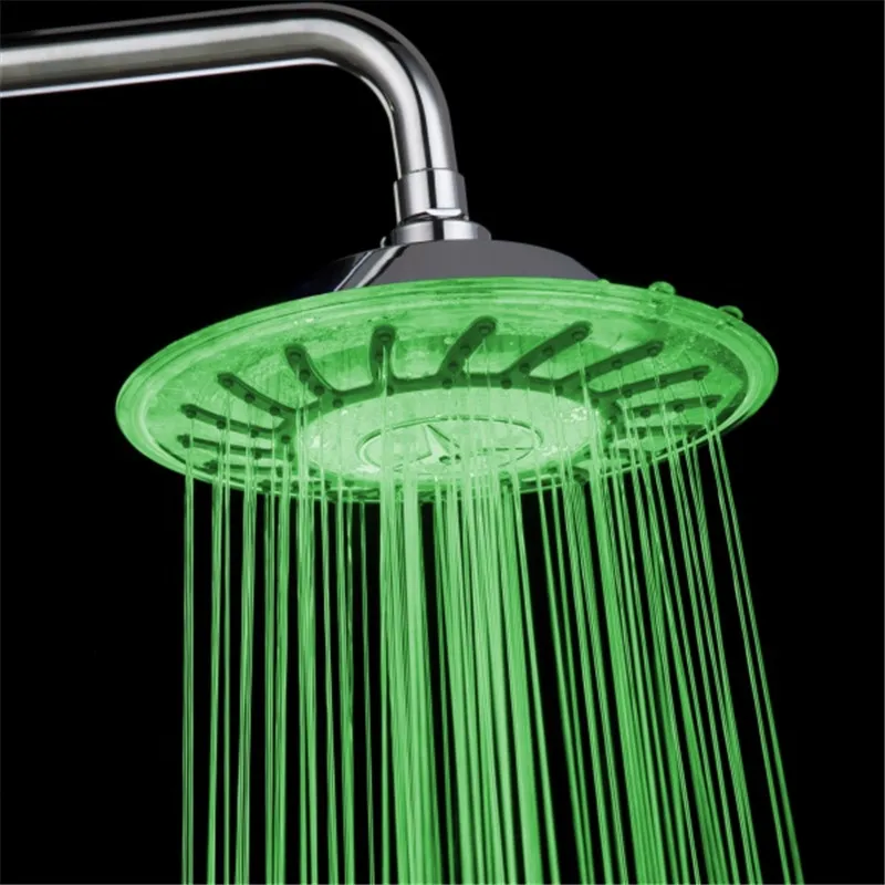 LED Round shower head 8" rain shower light change power from water flow