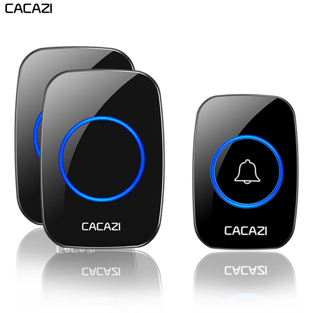 

CACAZI newest Waterproof Wireless Doorbell AC 100-240V 38 rings 3 volume door chime 300M remote digital door bell EU/US/UK plug