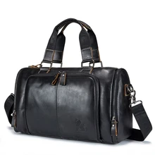 LAOSHIZI LUOSEN Мужская винтажная Дорожная сумка из натуральной воловьей кожи, прочная сумка из коровьей кожи, Бостонская сумка на выходные 91401