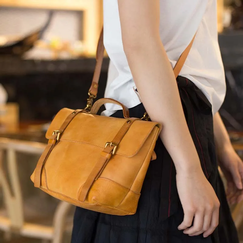 

Retro casual shoulder bag art handbags vegetable tanned suede leather slung bag