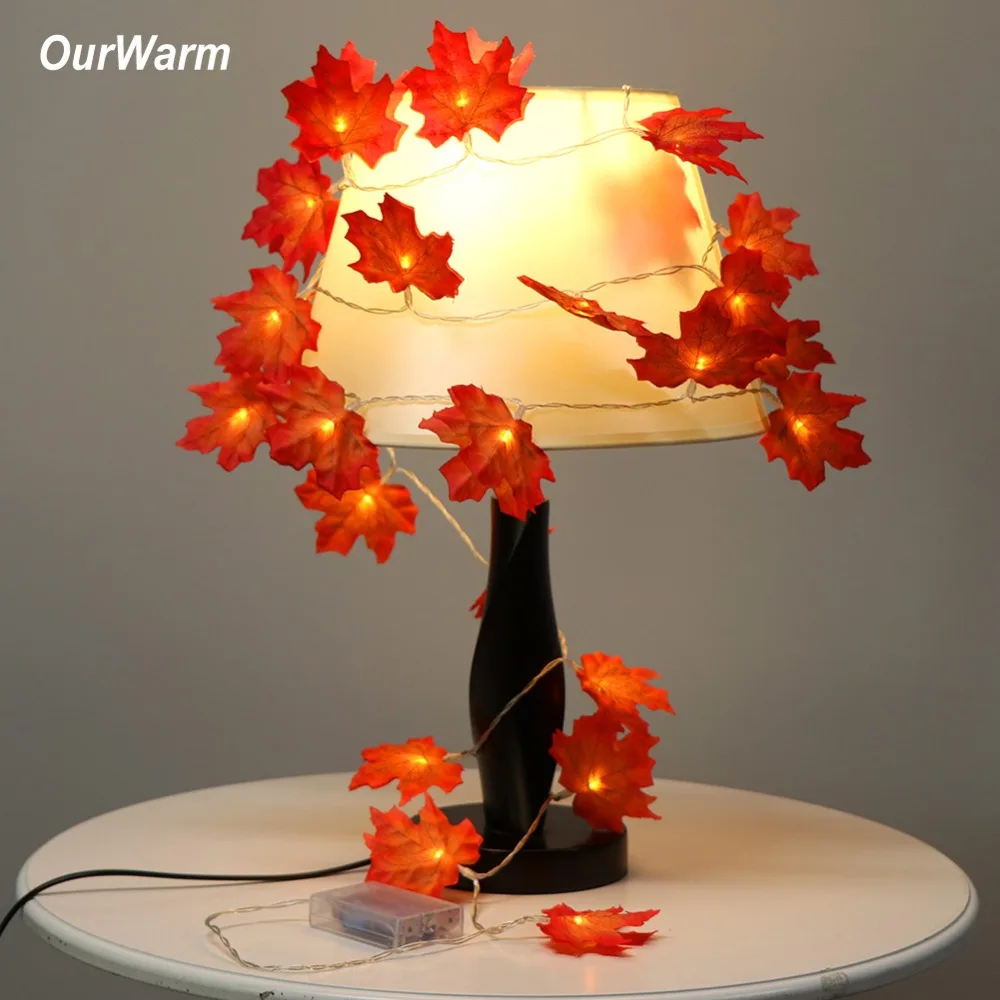 OurWarm 3 м кленовый лист светодиодные гирлянды для украшения осени День