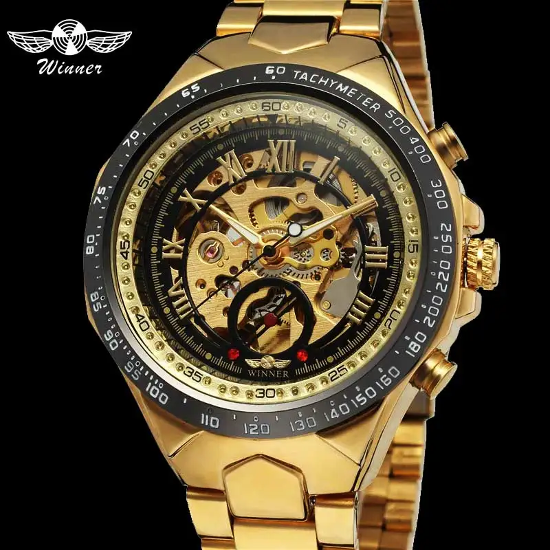 

relogio masculino WINNER Mens Watch Top Brand Luxury Military Sport Automatic Mechanical Wristwatch New Skeleton Male Clock 0014