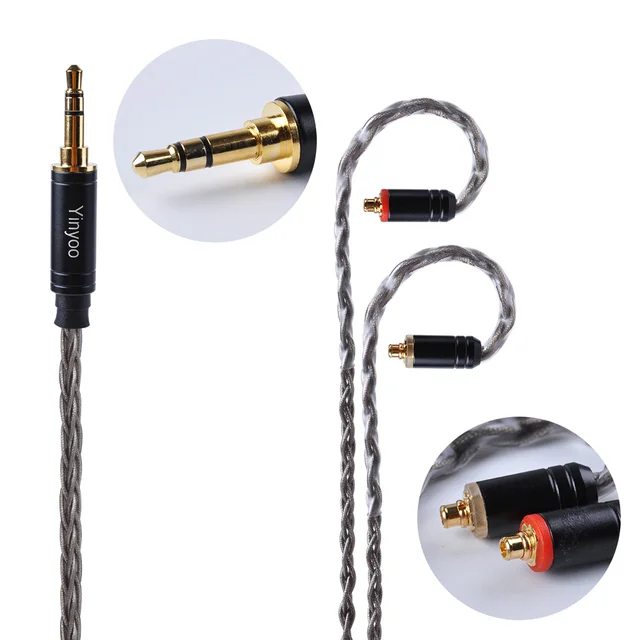 Yinyoo Brown 8 Core Silver Plated Upgraded Cable 2.5/3.5/4.4mm Balanced Cable With MMCX/2pin Connector For HQ5 HQ6 ZS10 ZS6 ES4