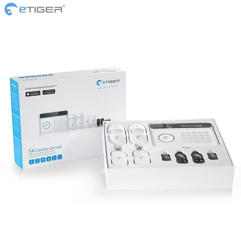 Etiger S4 IOS Android APP Control Wireless Home Security GSM Alarm System Remote Control With Retail Box 2017 etiger intelligent android ios app remote control wireless home security pstn gsm alarm system kit large lcd screen