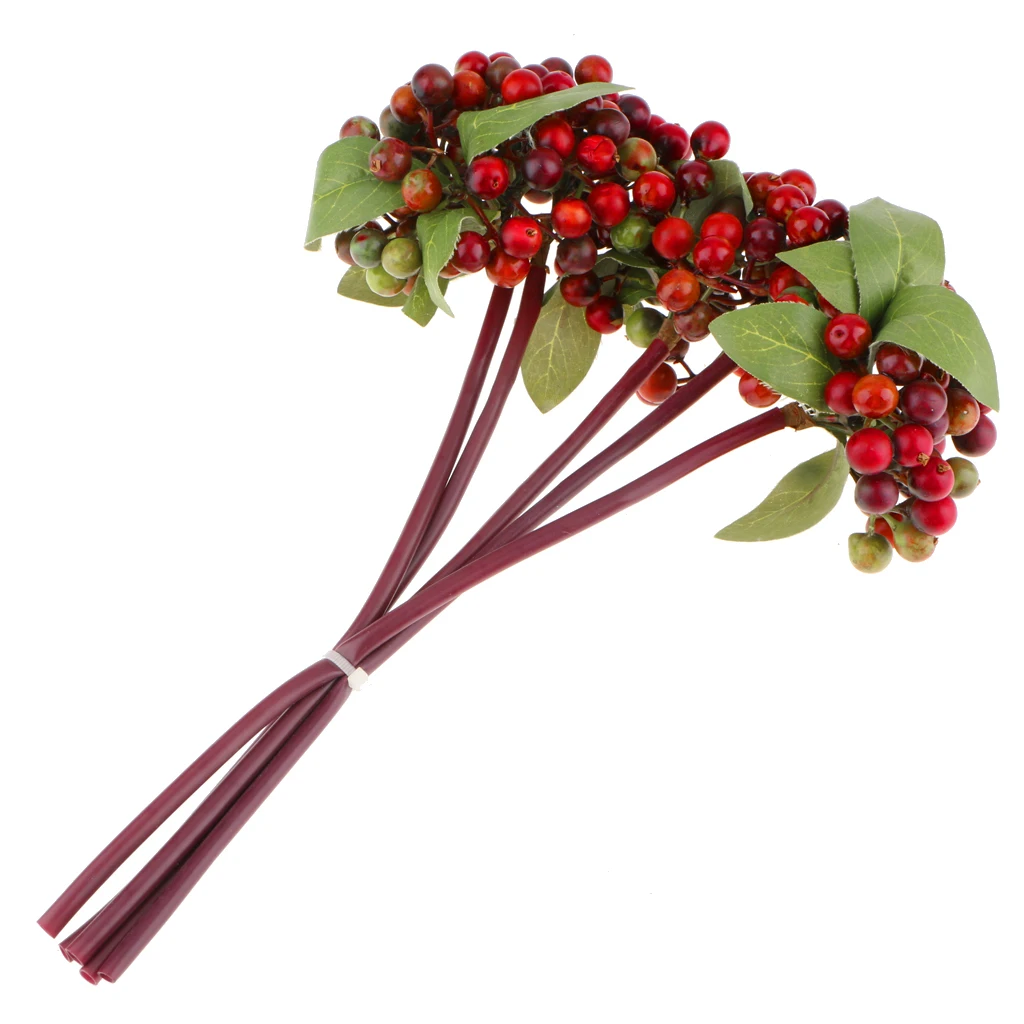 2 Sets Artificial Berry Branch Decorative Berries DIY Christmas Wreath Accessories Fake Red berries Christmas Decoration