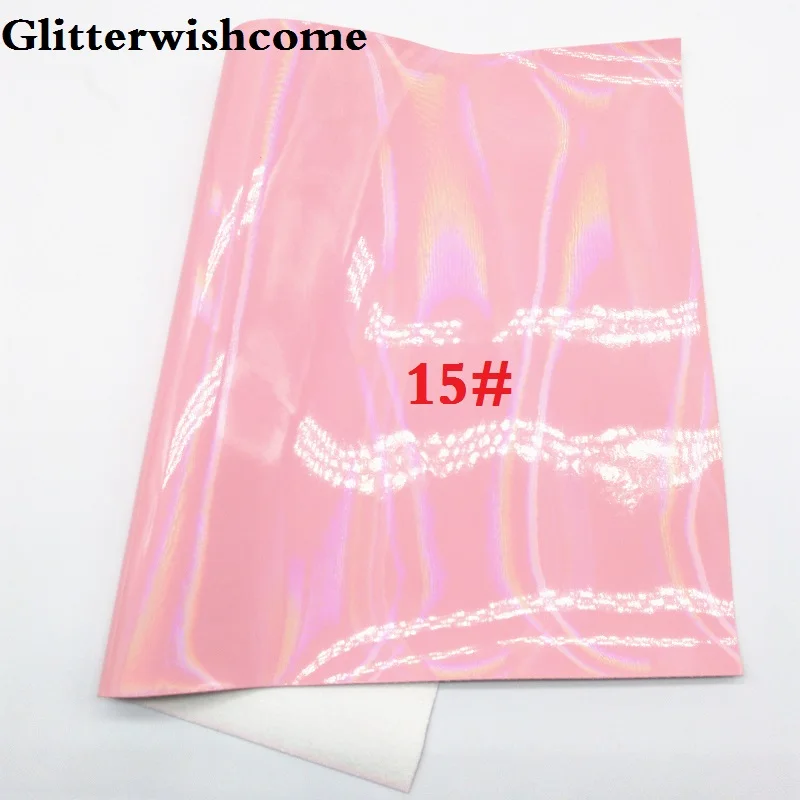 Glitterwishcome 21X29 см A4 размер искусственная кожа ткань Переливающаяся Гладкая лакированная кожа Fabirc кожа ткань винил для бантов, GM009A