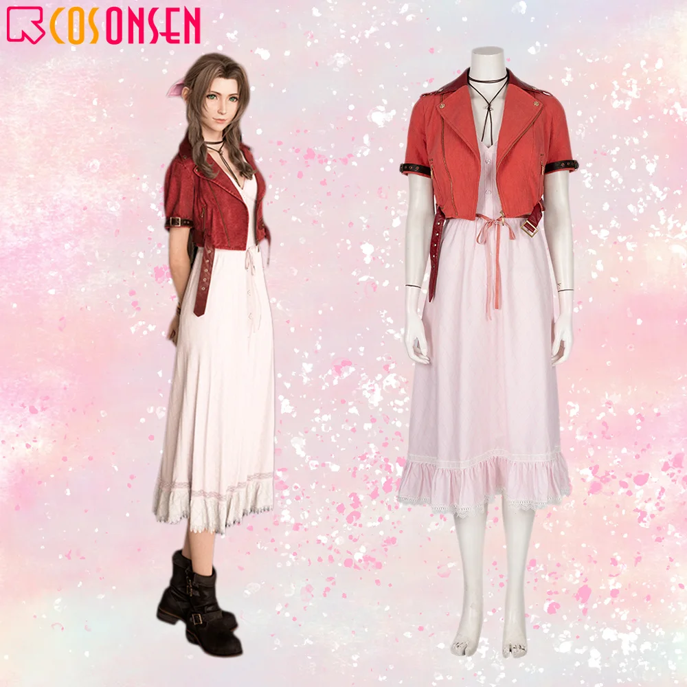 

COSPLAYONSEN Final Fantasy VII Remake Cosplay Aerith Gainsborough Costume Game FF7 Women Halloween Dress