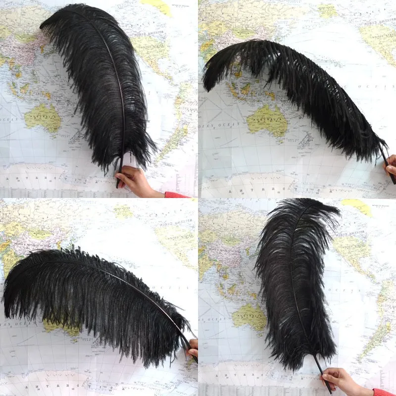 

Wholesale Thick rod 50Pcs/Lot Natural Black Ostrich Feathers For Crafts 20-22inch Carnival Costumes Home Wedding Decorations pl