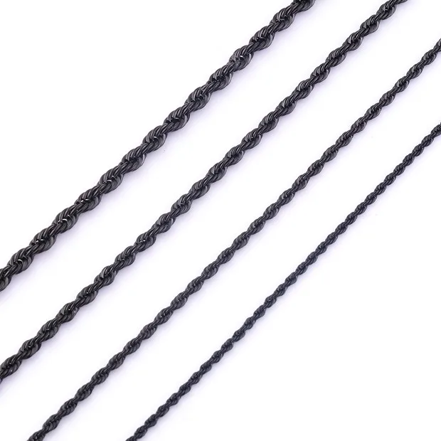 2/3/4/5 мм черный тон Rope Chain, Нержавеющая сталь Цепочки и ожерелья для Для мужчин и женский, черный модные ювелирные украшения Rope Chain