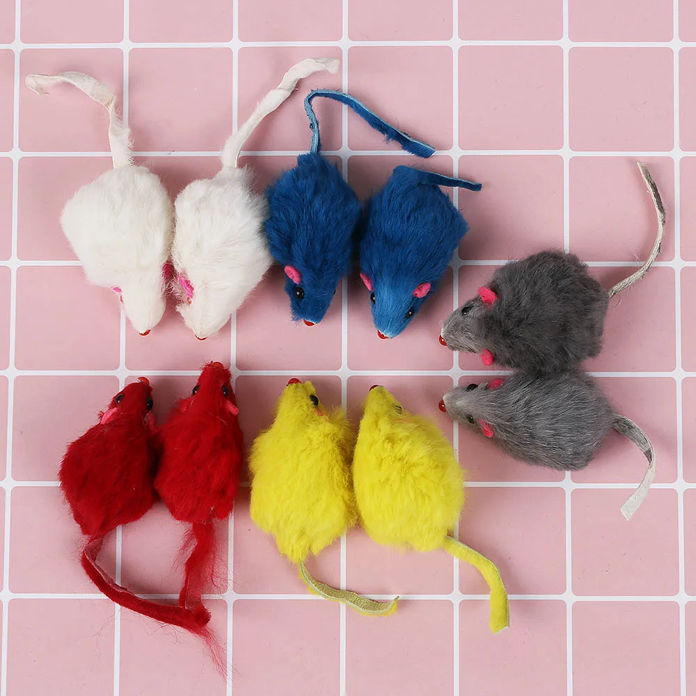 10PCS New Mini Funny Rabbit Fur False Mouse Simulation Mice with Squeak Noise Playing Toys For Cats Kitten Pet Supplies