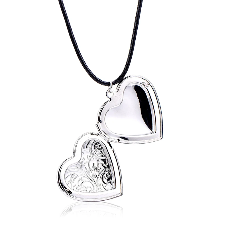 

SUKI Photo Frame Memory Locket Necklace Silver Color Pendant Rope Chain Life of Tree Heart Necklace Jewelry Mother's Day Gift