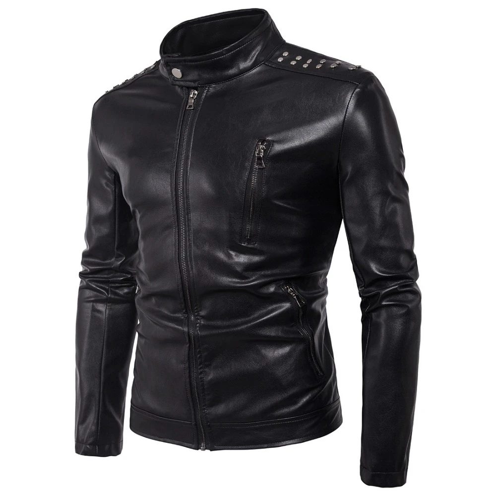 slim leather jacket mens