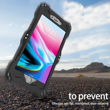 

R-JUST Gundam Shockproof Case for iPhone 8 Plus Metal Aluminum Alloy Silicone Shell Case for iPhone 8 Hook Design Metal Bumper