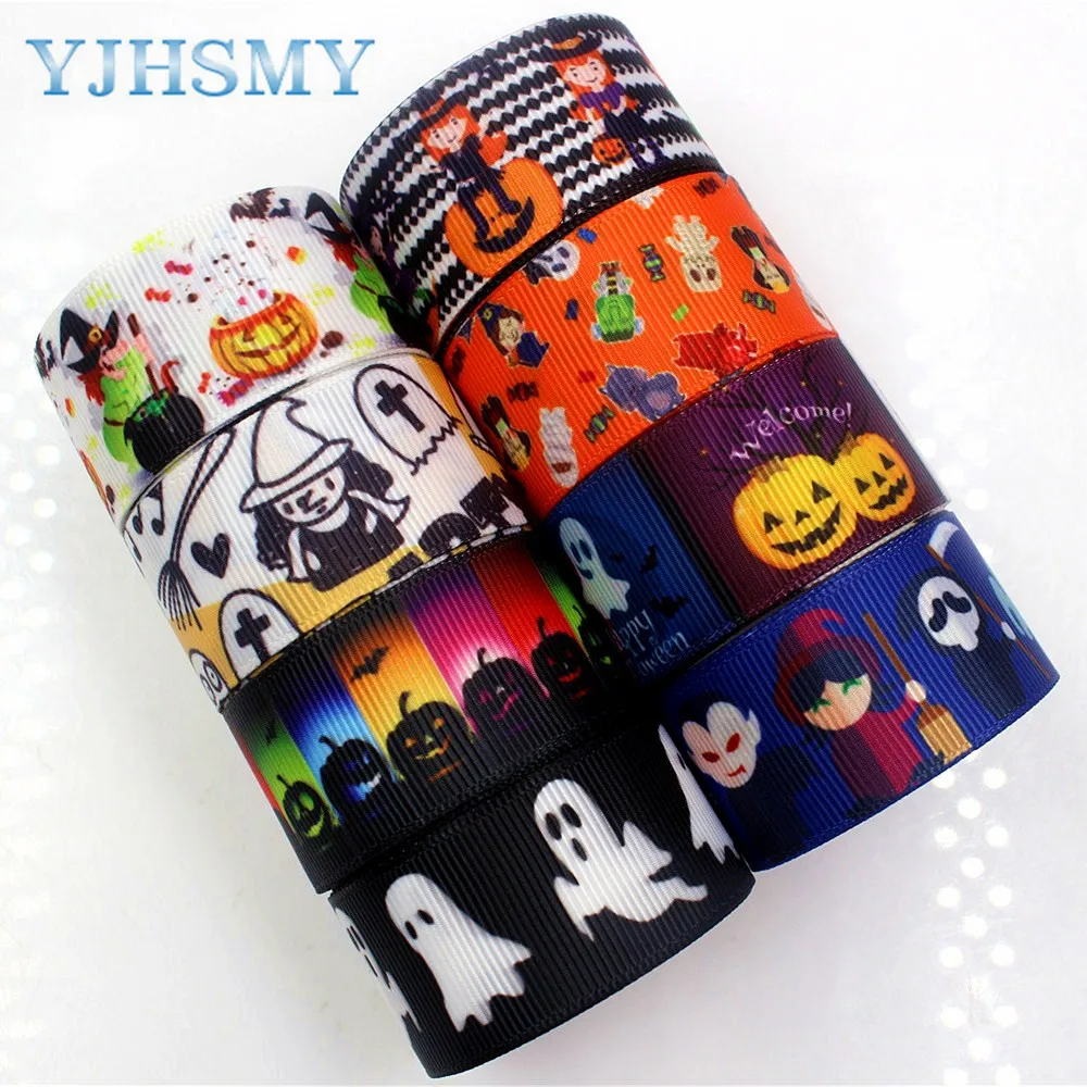

YJHSMY D-17817-718,25 mm 5 Yards Halloween Thermal transfer Printed grosgrain Ribbons,clothing Accessories DIY package Material