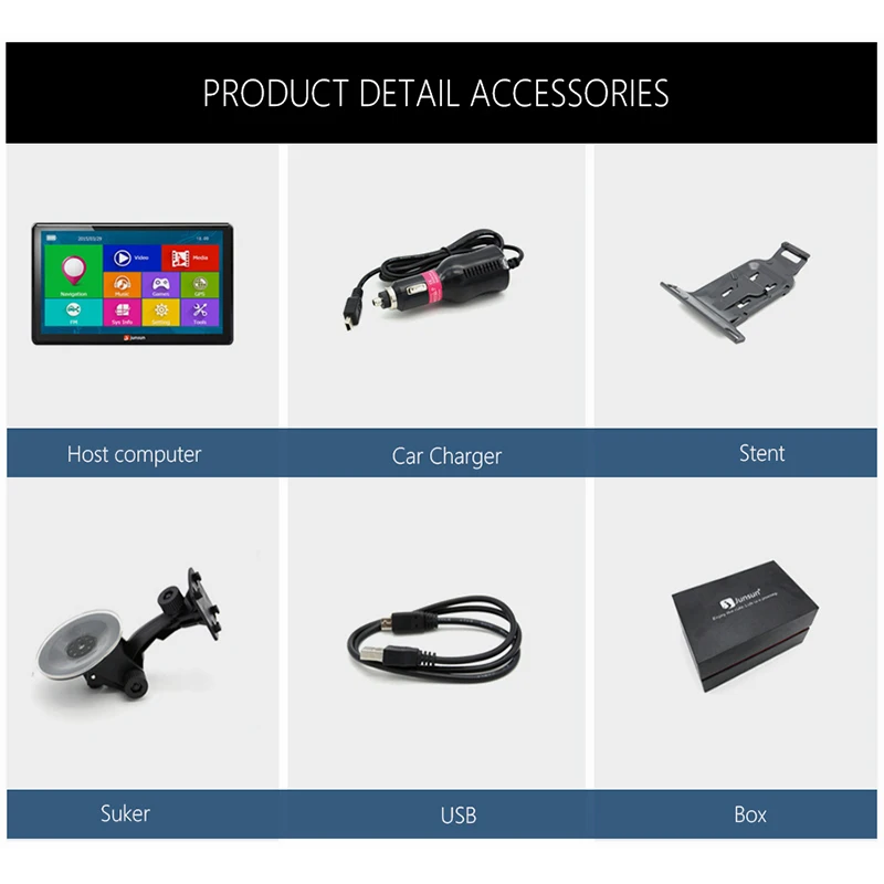 Junsun 7 inch HD Capacitive Car GPS Navigation 8GB MP3/MP4 FM Russia map Permanent free update navigators