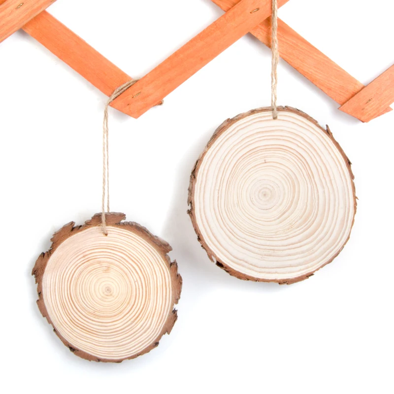 

Unfinished Natural Round Wood Home Decorations Slices Circles with Tree Bark Log Discs for DIY Crafts Pure Wedding Party