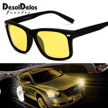 Высокое качество желтый Ночное видение для ночного вождения поляризованных солнцезащитных очков квадратный мужские драйвер предохранительные очки облачно туман день