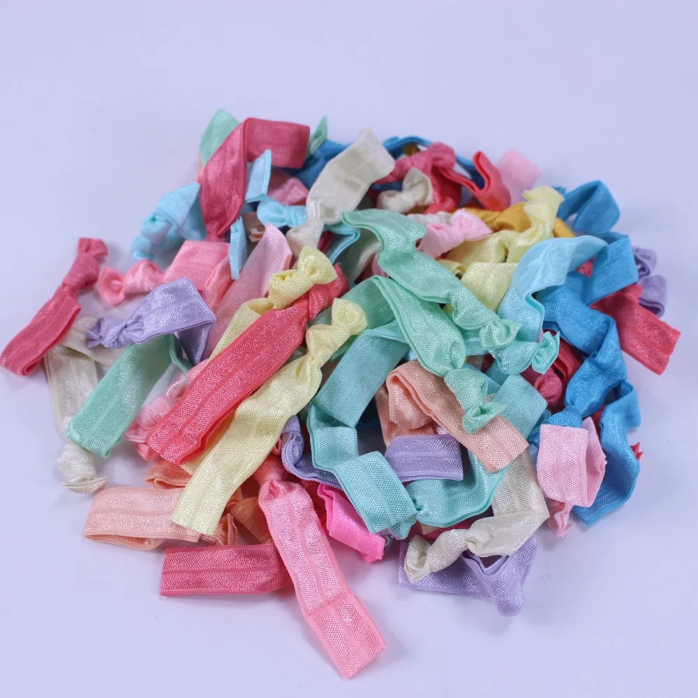 

Random colors solid FOE fold over Elastic Hair Ties Free Shipping 50pcs/lot