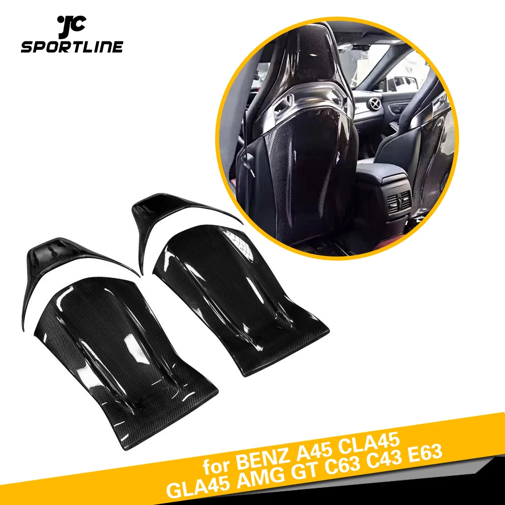 Carbon Fiber Seat Back Backseat Trim Covers 4PC/Set fit for Mercedes-Benz A45 CLA45 GLA45 AMG GT C63 C43 E63 12 - 18 Gloss Matt
