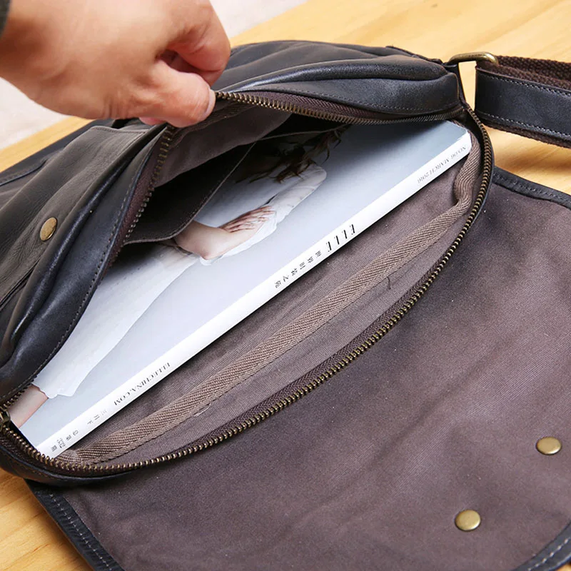 AETOO Original New first layer leather retro casual shoulder  bag men's genuine nature leather classic messenger bag