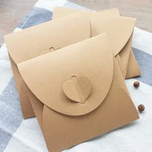 10pcs lot 13 13cm 250g Kraft Paper Heart CD Case White Envelope Bag Natural Plain Kraft