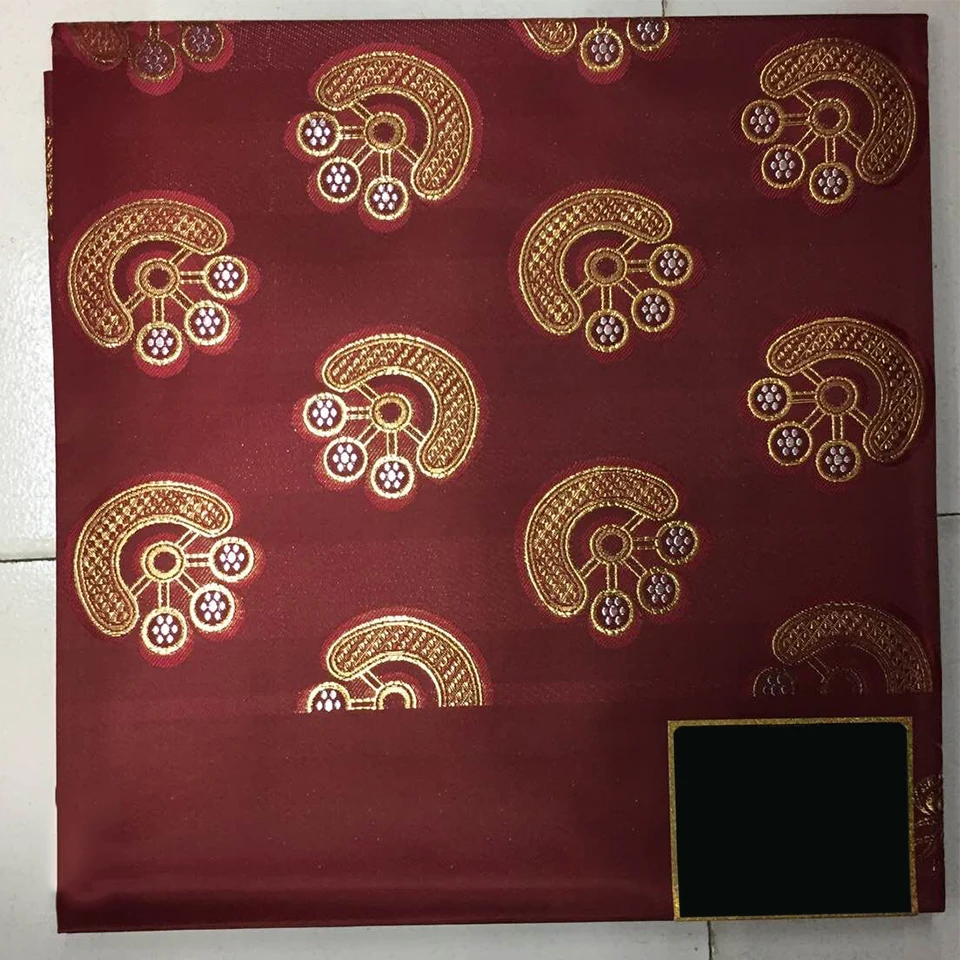 

African Gele Head tie Swiss sego fabric African Headtie Sego Gele & Ipele In Burgund Gold LXLX-31-1