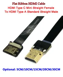 5/10/15/20/30 см ультра тонкий кабель HDMI Mini женщины прямо к HDMI Стандартный прямой мужской плоский кабель HDMI мягкий кабель FPV-системы