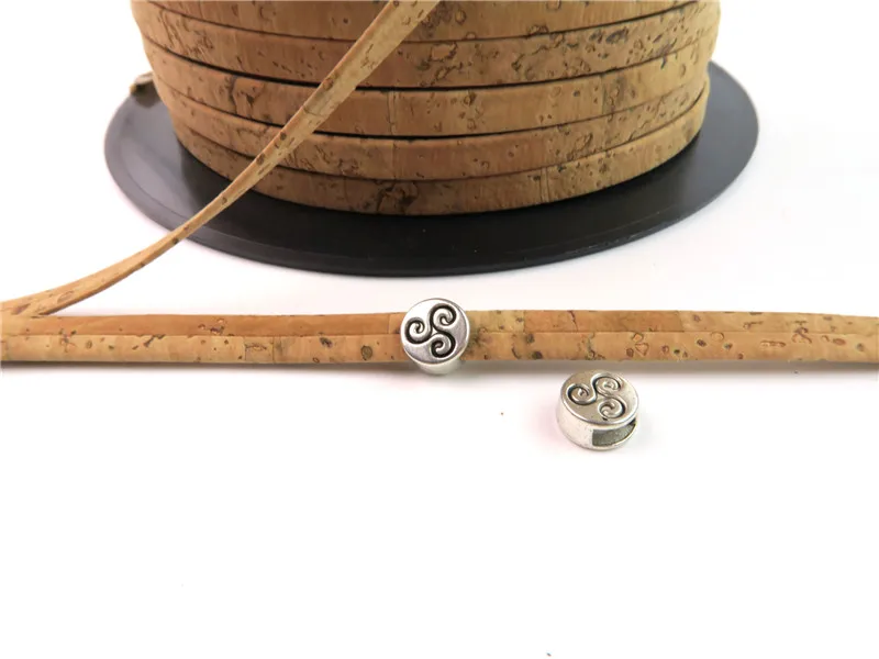 

Annulus Slider for 5mm flat cord Licorice Leather Zamak Antique Silver Jewelry supplyD-1-5-10