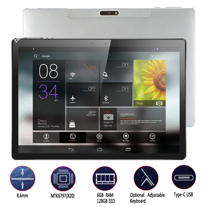 

DHL Free Shipping 2.5D Tempered Glass Android 8.1 10 inch Tablet PC 4G-LTE Deca Core 6GB RAM 128GB ROM 13.0MP HD IPS Wifi+Gifts