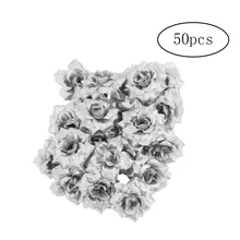 50 шт. искусственные бутоны роз ткань шелк цветок бутоны роз для дома свадебный Декор серебро Красочные
