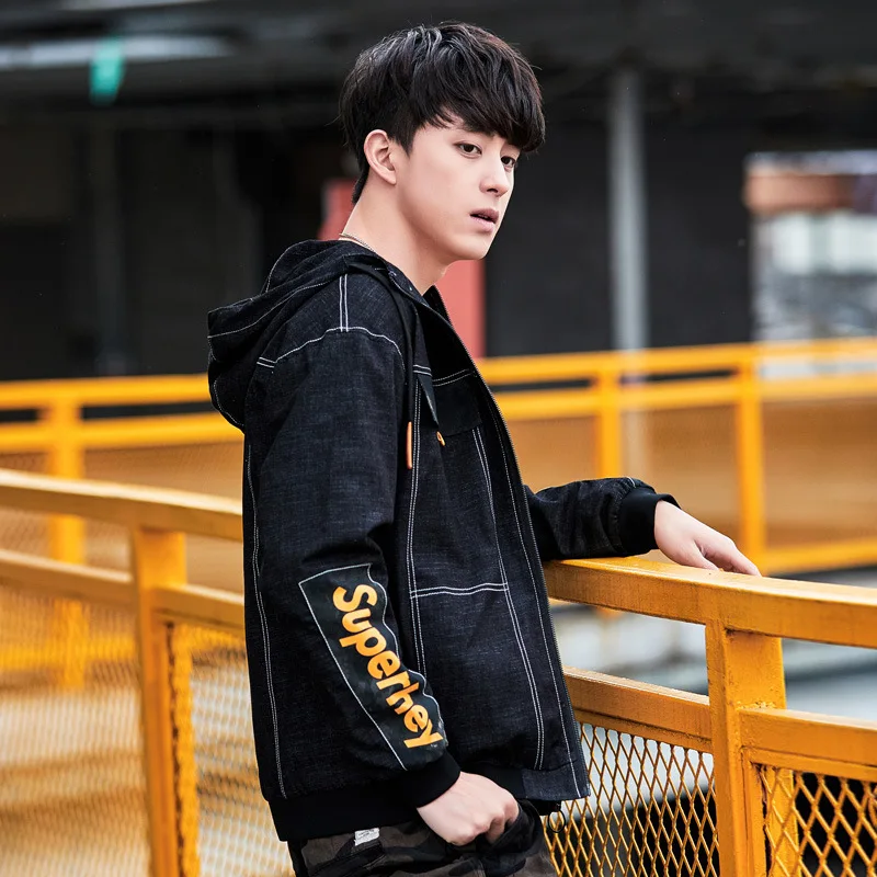 Bomber Jacket Men'S Jacket Hooded Loose Denim Jacket Male Casual Tide Brand Jacket Men'S Clothing Streetwear Denim Jacket Men Bomber Jacket Men'S Jacket Hooded Loose Denim Jacket Male Casual Tide Brand Jacket Men'S Clothing Streetwear Denim Jacket Men