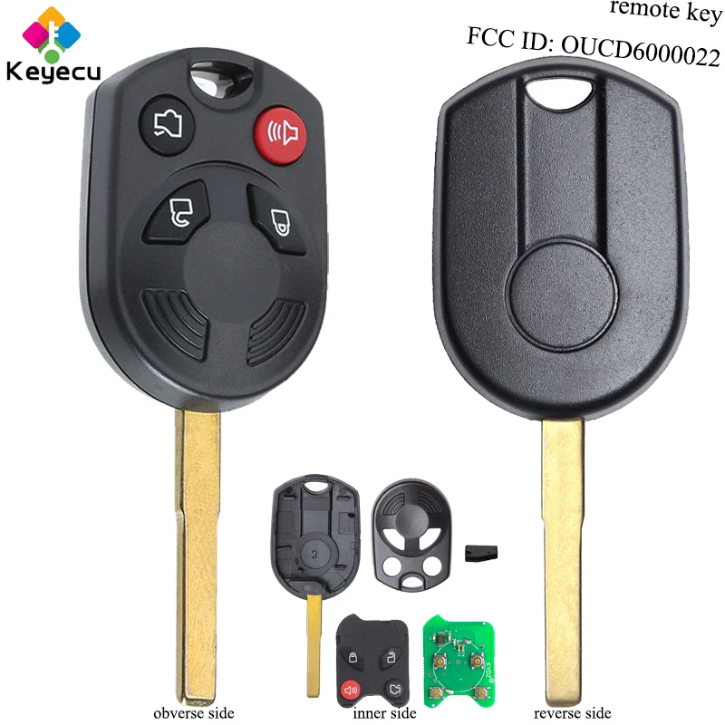 KEYECU Замена дистанционного ключа 3 + 1/4 кнопки и 315 МГц 4D63 чип FOB для Ford C Max Escape Focus Transit