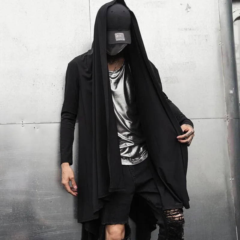 

Spring summer men irregular design street punk hip hop trench coat long cardiagn men's gothic style vintage cloak jackets