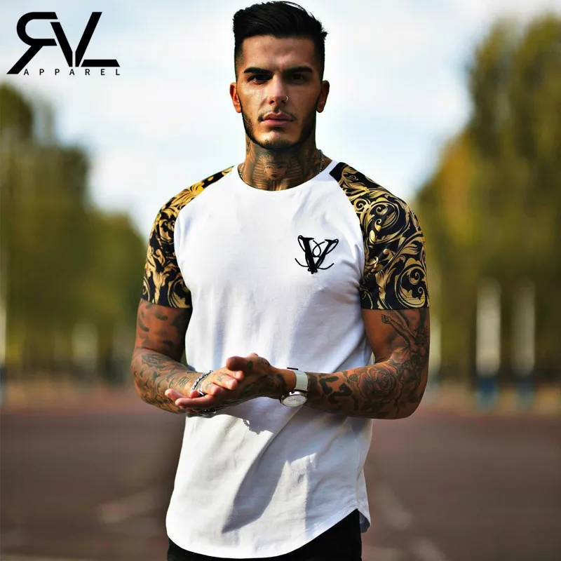 

Men Gold Brand T-Shirts 2018 Summer Short Sleeve O-neck Stripe Printed Loose Slim T shirt Mens Tops Tee