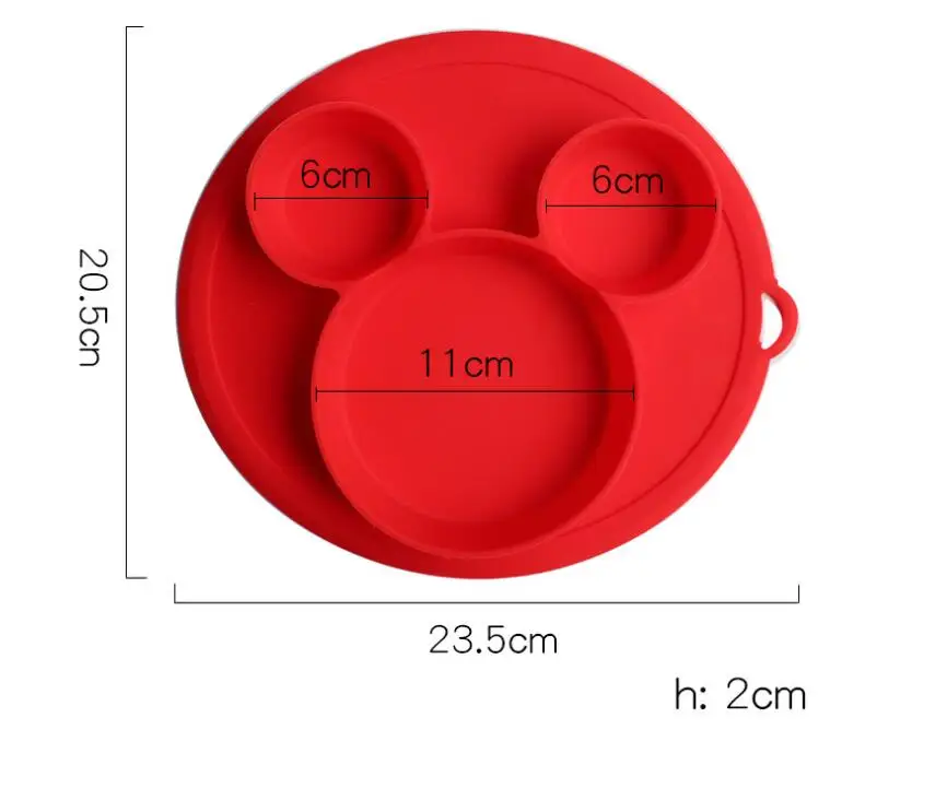Детская тарелка для кормления, безопасная силиконовая обеденная миска, без бисфенола, цельная детская посуда на присоске, тренировочная посуда для малышей, Прямая поставка - Цвет: Красный