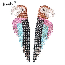 Розовый синий черный Стразы цветное сверление серьги в виде попугая зима милые птицы животные серьги для женщин ювелирные изделия для девушек вечерние подарки