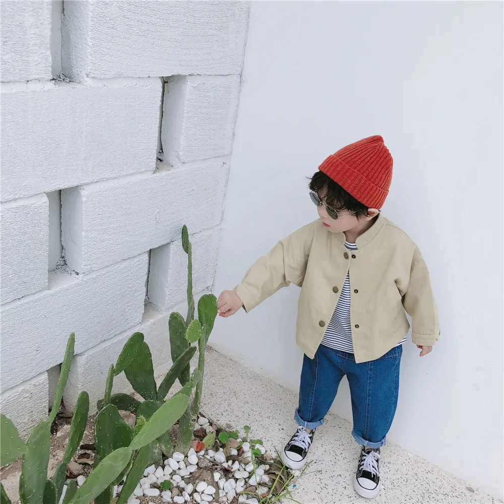 

2019 Spring New Arrival Korean Version cotton pure color fashion all-match short jacket For cute cool baby boys and girls