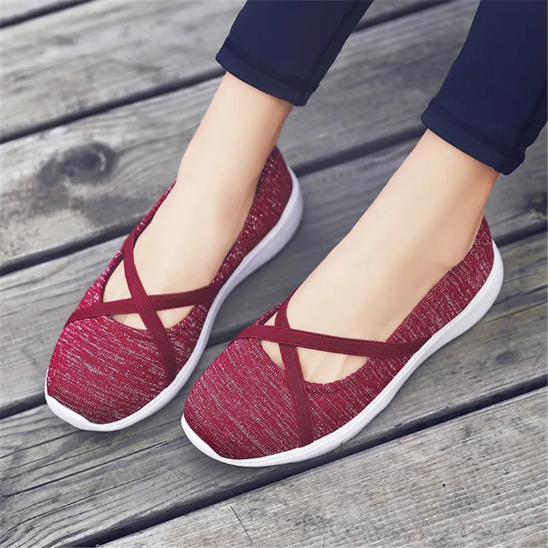 

SAILING LU Summer Woman Flats Slip On Shoes Casual Flying Weaving Breathable Light Soft Sole Wedge Canvas Sneakers Shoes XWD7730