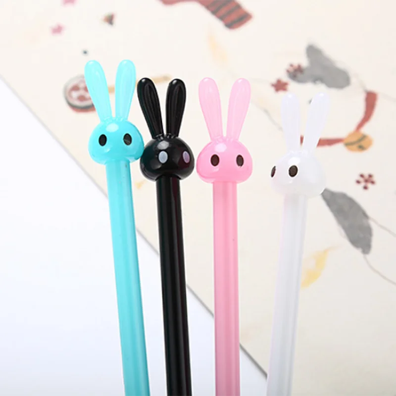 

4Pcs/Lot Kawaii Long-eared Rabbit Gel Pens Creative Stationery Cute Cartoon Bunny Pen for Kids Students Writing School Supplies