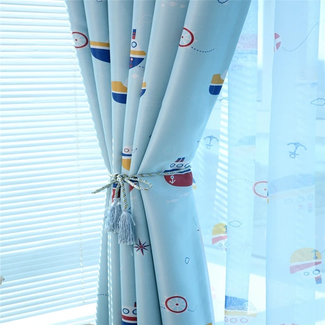 Online Blue Cartoon Blackout Curtains For Children S Room Blue Cartoon Blackout Curtains For Children S Room Finished Curtain Fabric Tulle Boys Cortina In The Nursery Wp179 20