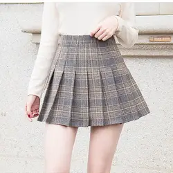 Модная Корейская плиссированная юбка 2018 юбка женская летняя клетчатая юбка с высокой талией для колледжа