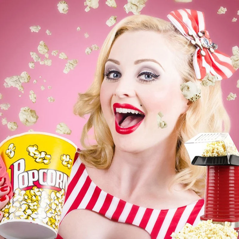 HOT！-Corn Popcorn Maker Household Automatic Mini Hot Air Popcorn Making Machine Diy Corn Popper Christmas Children Gift, Eu Pl