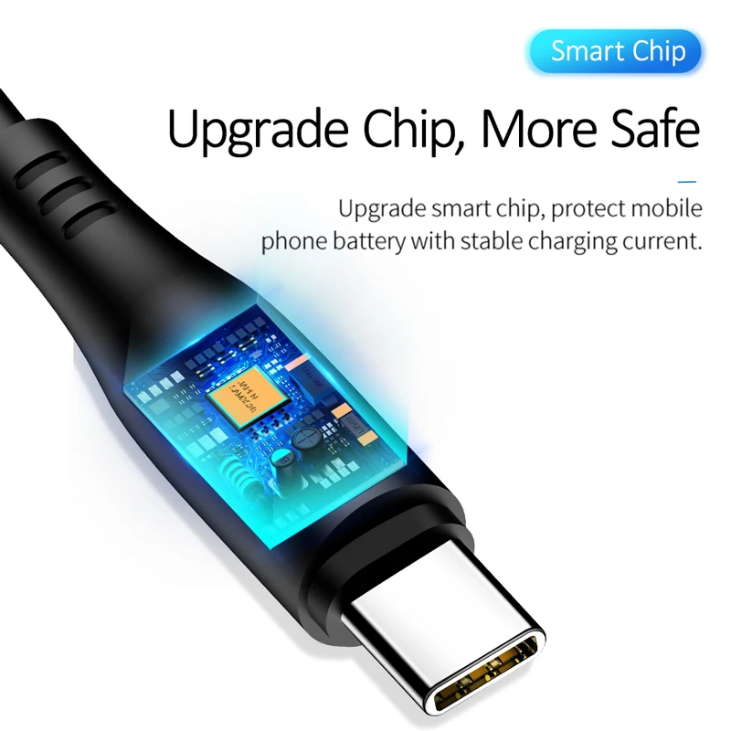 USAMS USB نوع C كابل ، 3 قطعة/الكثير 1 m/2 m الهاتف المحمول كابل لسامسونج S8 Xiaomi 2A سريع شحن بيانات كابل يو اس بي USB C كابل